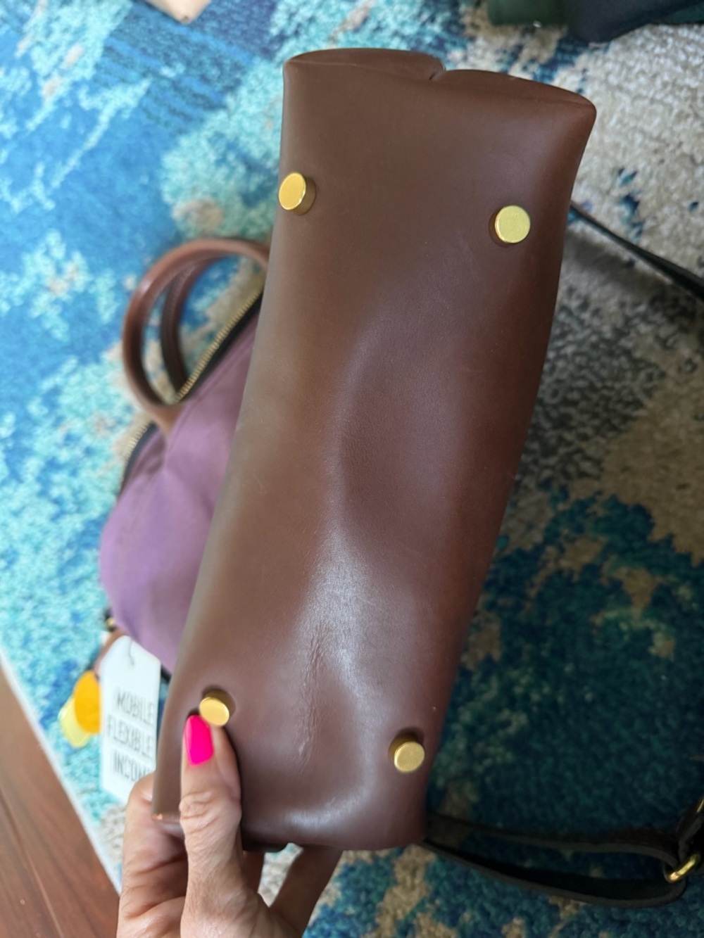 R.Riveter Purple Canvas & Brown Leather Bag - Picture 3 of 9
